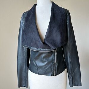 BlankNYC Drape Collar Faux Leather Moto Jacket Small NWOT